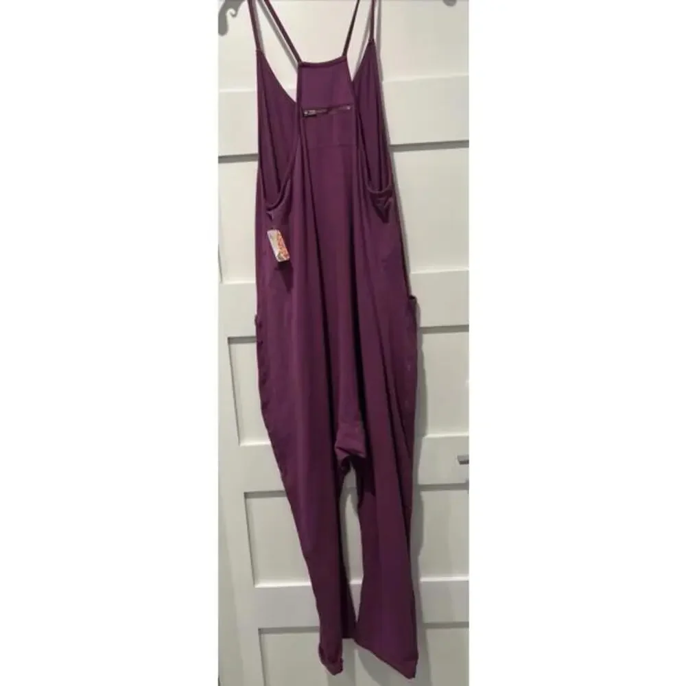 New Free People FP Movement Women's Sz S Hot Shot Jumpsuit Deep Mulberry - Picture 8 of 9
